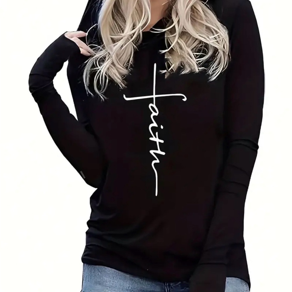 NEW “Faith” Black Women's Long Sleve Top